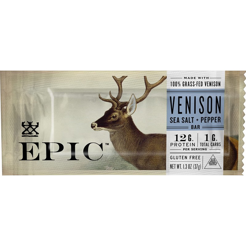 EPIC Venison Sea Salt & Pepper Bars, Keto Friendly, Gluten