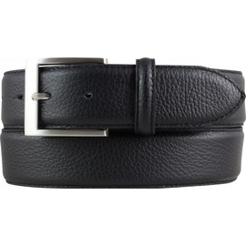 BELTINGER Men's Belt Made of Grained Leather with Quilted Seam, 4 cm, High-Quality Leather Belt with Pigment Embossing, 40 mm, Men's Jeans Belt 4 cm with Stainless Steel Belt Buckle, black, silver