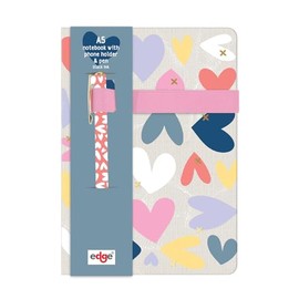 A5 Notebook & Pen Set Grey Hardcover X My Heart Notepad Journal Notes Planner Study Work Notes