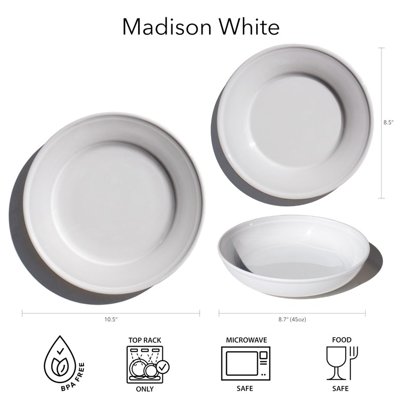 Abode Homewares Madison newWave Microwave Safe Premium Melamine Salad Plate,