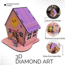 Party Ready 3D Diamond Painting Summer House Kit – DIY Rainbow Cabin Model Craft with Rhinestones, Full 3D Miniature Building Kit for Adults & Teens, Home Décor Gift (Rainbow Cottage Design)