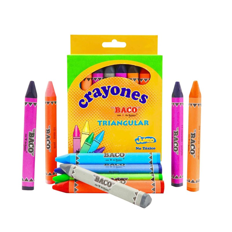 Baco | Crayones Jumbo Triangular - Caja con 24 Piezas,