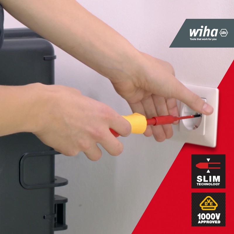 Wiha 43159 Slim Bit Set Electric Slotted Phillips 6-Piece Including