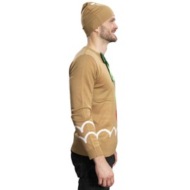 Mad Engine I Am Gingerbread Man Ugly Christmas Sweater and Hat Costume Set Fun Holiday Party Outfit
