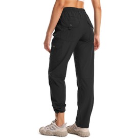 Asfixiado Womens Hiking Pants Quick Dry Lightweight UPF 50 Travel Golf Pants Work Camping Outdoor Cargo Pants Pockets #6095-Black-M