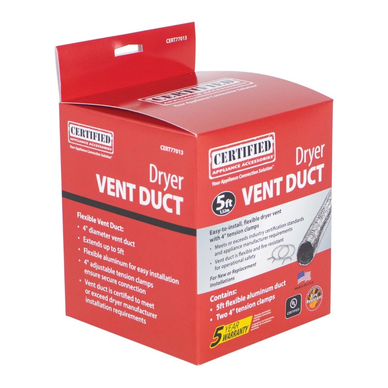 CERTIFIED APPLIANCE ACCESSORIES(R) Flex Dryer Vent Transition Duct, 5ft