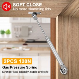 Gas Struts, Pack of 2 Gas Spring 120N, Hydraulic Gas Spring Damper Cabinet Door, Gas Spring Furniture for Flaps, Cupboard, Shock Absorber, Kitchen Cabinet, Soft Close Flap Spring