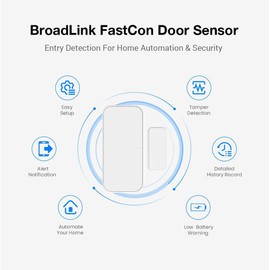 BroadLink FastCon Smart Door/Window Sensor - Wireless Home Security for Remote Monitoring and Smart Home Automation, Battery Powered, Compatible with Alexa(Mini Hub GW4C Required)