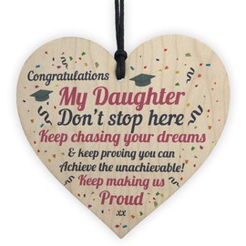 RED OCEAN Graduation Gifts For Daughter Wooden Heart Plaque Gift For Her Congratulations Gifts Leaving Univerisity Degree