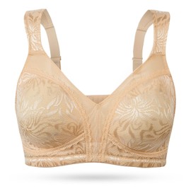 Wingslove Women's Full Coverage Non Padded Comfort Minimizer Wire-Free Bra Plus Size(Dark Nude,38B)