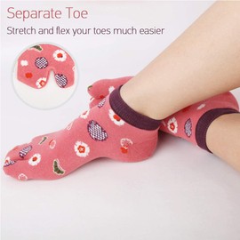 ZFSOCK Cotton Toe Socks Geta Socks Short Two Toe Socks Japanese Style Colourful Funny Pattern, 4 pairs-Sakura-A