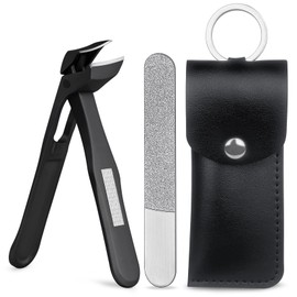 VOGARB Toe Nail Clippers for Thick Nails for Seniors,Slanted Angled Head Ingown Toenail Clippers for Men,Wide Jaw Opening Sharp Heavy Duty Nail Clippers with Catcher Ergonomic Long Handle-Black,Large