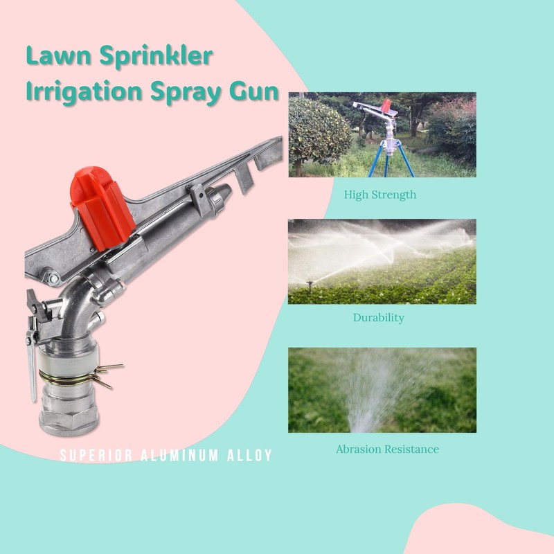 2" Water Spray Gun, Large-Area Irrigation Spray Gun Sprinkler, 360°