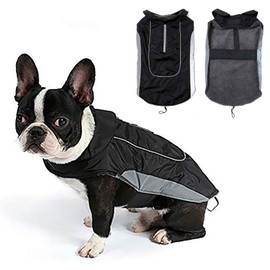 Morezi Dog Warm Coats Jackets Waterproof Coats with Harness Hole Puppy Coat for Small Medium Dogs - Black - XL