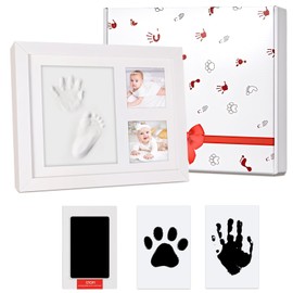 Corpower Baby Handprint and Footprint Set, Baby Footprint - Plaster Cast Baby Hand and Foot, Baby Imprint Set with Solid Wood Frame, Perfect Creative Gifts