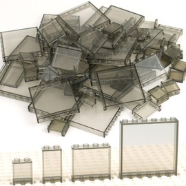Clear Tranparent Grey Flat Plates Bricks, 60pcs Classic Pieces and Parts Panel, Window Bulk Building Blocks Accessories