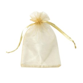 WS Accessories PACK OF 10 Organza Gift Bags, Jewellery Pouches 7x5cm/7x9cm/9x12cm/10x15cm/13x18cm (Gold, 9x12cm)