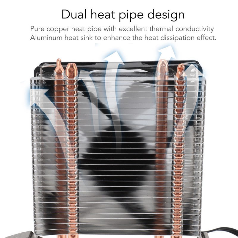 CPU Cooler Dual Heat Pipe 48CFM DC12V Quiet Operation Hydraulic