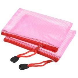 sourcing map Mesh Zipper Bags, B8 Size File Document Pockets Bill Pouch Folders for Office Home Supply, Pink Pack of 3