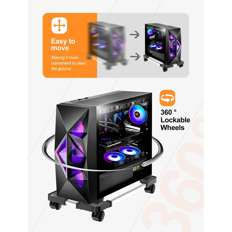 YOSE Computer Tower Stand, Adjustable Mobile CPU Stand with Rolling