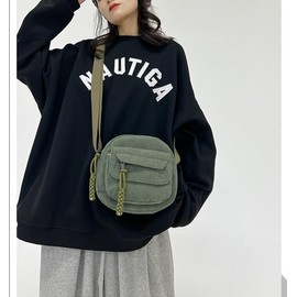 Aufona Cute Crossbody Bag Purse for Women, Corduroy Kawaii Shoulder Bag Aesthetic Small Wallet Bag (Black)