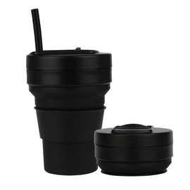 Irzaki Collapsible Cups for Camping Collapsible Coffee Cup with Lid Reusable Portable Drinking Cup Folding Cup for Outdoor Hiking 350ml 12oz
