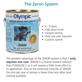 Kelley Technical Coatings Olympic Pool Paint - Zeron - Bikini Blue - 1 Gallon - two-part epoxy swimming pool paint - one-coat for plaster, fiberglass, steel and aluminum pools.