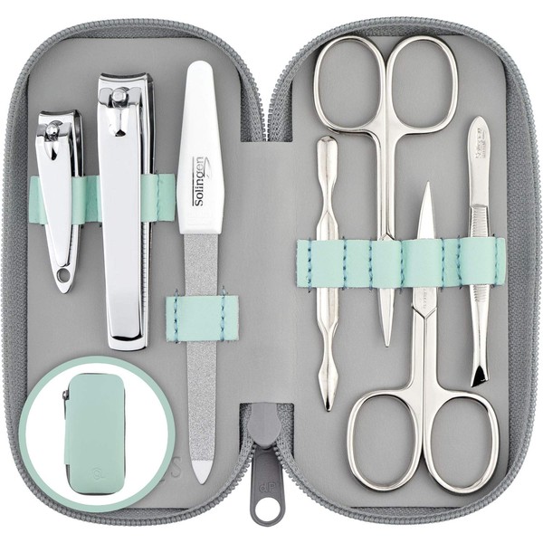 marQus Manicure Set Solingen Made in Germany - 7 piece stainless steel exclusive finger & toe nail clippers set in real leather case, made in Solingen Germany* (except for clippers)