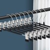 14 Inch Heavy Duty Pants Skirt Hangers with Clips, Black,