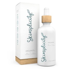 Skinplicity Argan Oil for Face, Hair, Skin, Beard - Care Oil - Organic Quality Hair Oil - Cold Pressed and Vegan, Not Tested On Animals