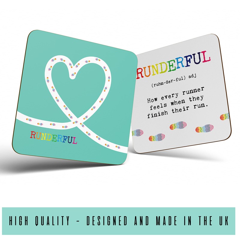 NOT JUST A PRINT Running Gift Coaster Set with 'Runderful'