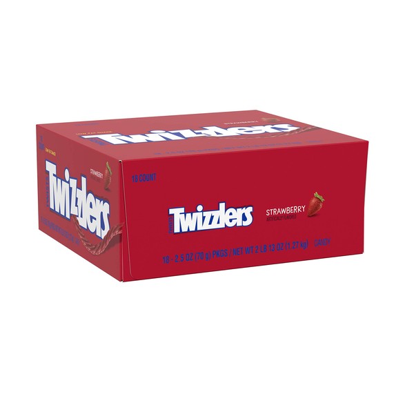 TWIZZLERS Twists Strawberry Flavored Chewy Candy, Bulk, 2.5 oz Bags (18 Count)