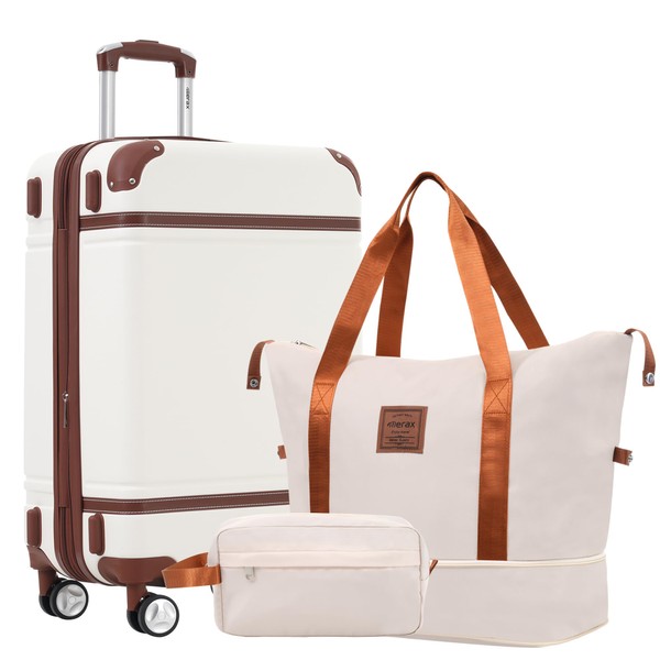 Merax Luggage Set,24 IN Hardside Suitcase with Duffel Bags,3 Piece