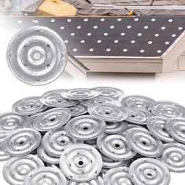 Shimeyao 100 Pcs 2-3/8" Roofing Insulation Barbed Plates Galvanized Metal Membrane Stress Plates Corrosion Resistant Fasteners for Roof System Attachment to Steel and Wood Roof Decks
