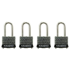 Master Lock Padlock, 1-9/16 in. Wide, 4 Padlocks Total (Keyed Alike - Same Key Opens 4 Locks)