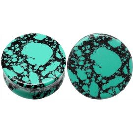 soscene Aqua Green/Teal Howlite Organic Stone Ear Plugs Gauges Sold in Pairs (22mm 7/8 inch)