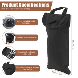 Water Bladder Insulator Bag, Black Oxford Cloth Hydration Bladder Insulation Sleeve Cover for Insulated Water Bladder 2L, Cooler Protective Bag Keep Water Cold Accessories(No Bladder Included)