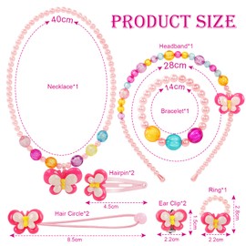 OSDUE Girls Jewelry Set, Necklace Earring Bracelet Ring Set, Jewelry Favors Set for Little Girl, Princess Dress Up Jewelry Party for Toddler Little Girl Play Party Favors, Birthday Gift