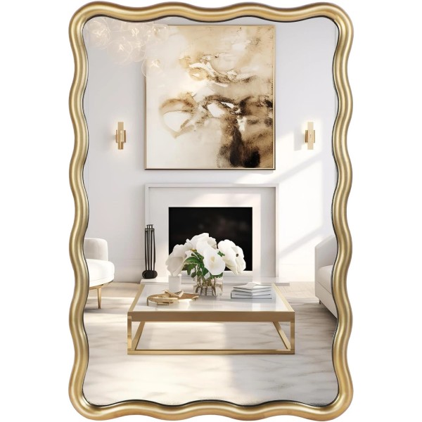 Does not apply 20''X30'' Rectangular Wavy Wall Mirror - Modern