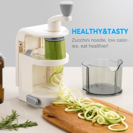 Maxceysen Vegetable Spiralizer 4in1 Rotating Blade Veggie Spiralizer Zucchini Noodle Maker with Strong Suction Cup Spiral Vegetable Cutter Slicer