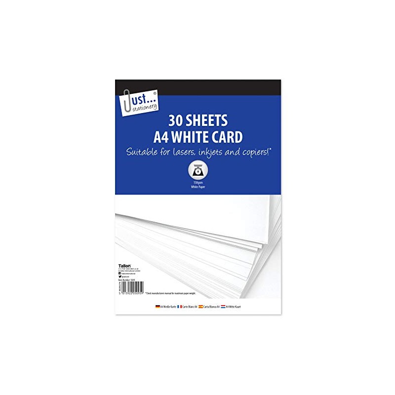 Just Stationery 5095 A4 30 Sheet White Card