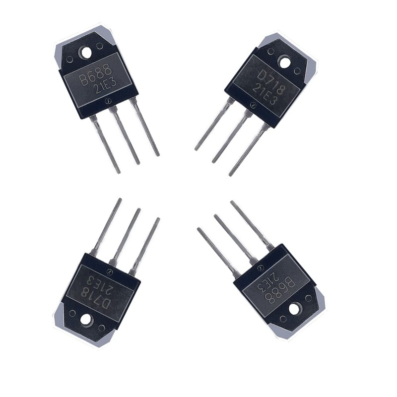 4pcs(2pcs 2SB688+2pcs 2SD718) PNP NPN Complementary Silicon Power Amplifier ApplicationTransistor,TO-3P