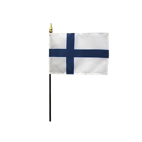 Finland International Hand Held Desk Table Top Polyester Flag 4"