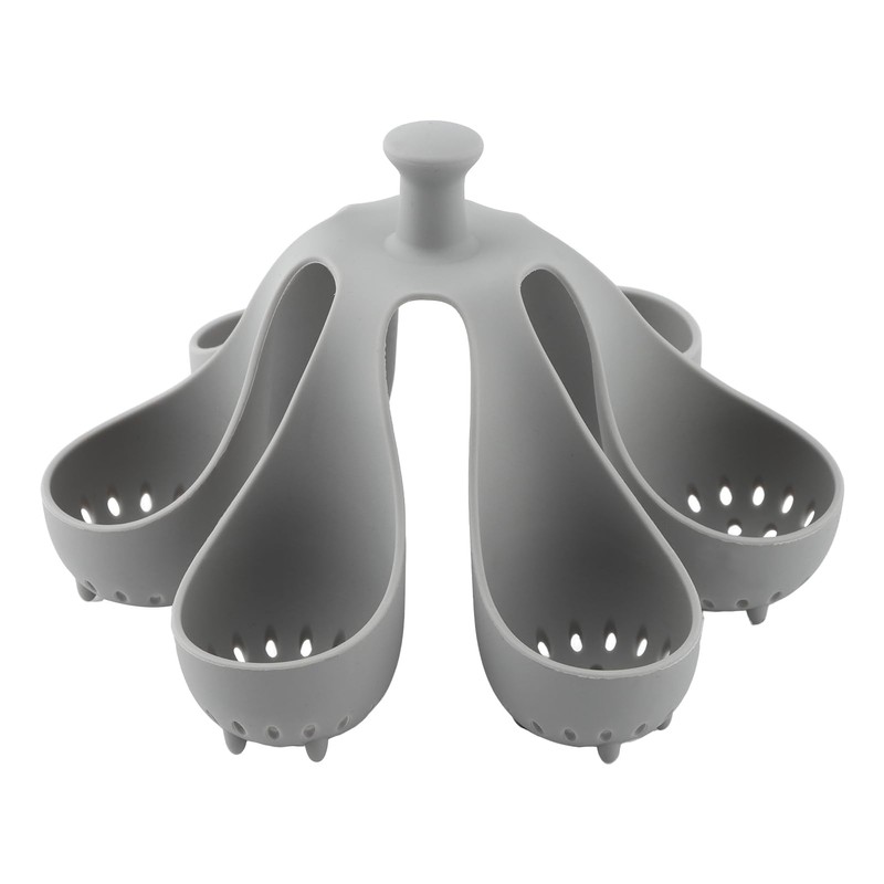 Silicone Egg Boiler Rack for 6 Eggs, Anti-Scald Handle &