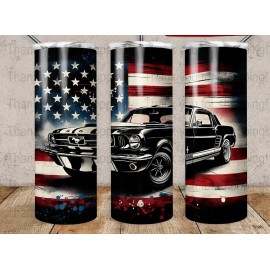 Handmade American Muscle Car Vintage Mustang Art  20oz Tumbler Insulated Travel For Him