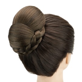 IMISSU Braided Chignon Dancer Hair Cover Doughnuts Hair Pieces Hair Bobbles Hair Bun Wig Clips Updo Wedding Party for Women (M2 Brown Mix)