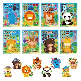 Zoo Animals Sea Ocean Fish Dinosaur Farm Animal - 4 Themes 32 Sheet Make Your Own Stickers for Kids - Assorted Multicolor - Time Alternative Creative Party Favors
