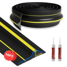 DGSL 16FT Universal Garage Door Bottom Threshold Seal Strip with 2 Adhesives, 2025 Upgrade 0.7'' in Height Weatherproof Rubber DIY Weather Stripping Replacement for Garage Door