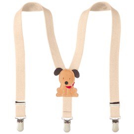 [Made in Japan] Kids Suspenders (Dog) Beige Child Compatible Height: 31.5 - 43.3 inches (80 - 110 cm), Y-type, beige