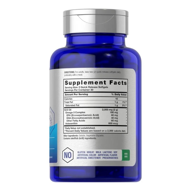 Aceite Krill 2000mg Omega 3 + Astaxantina 60caps Americano Sabor